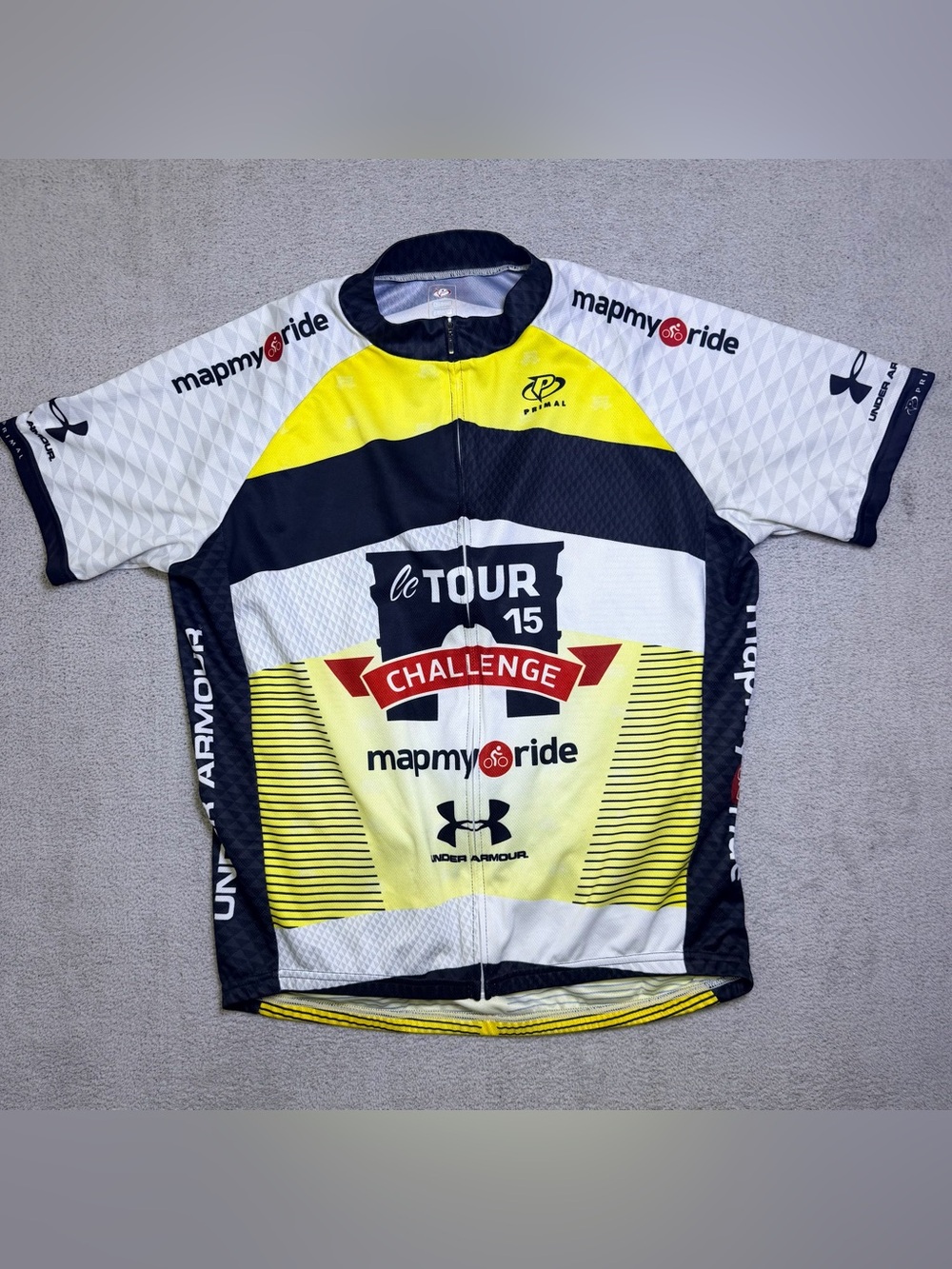 Primal Wear Le Tour 15 Challenge Cycling Jersey Mens XL MapMyRide Under Armour